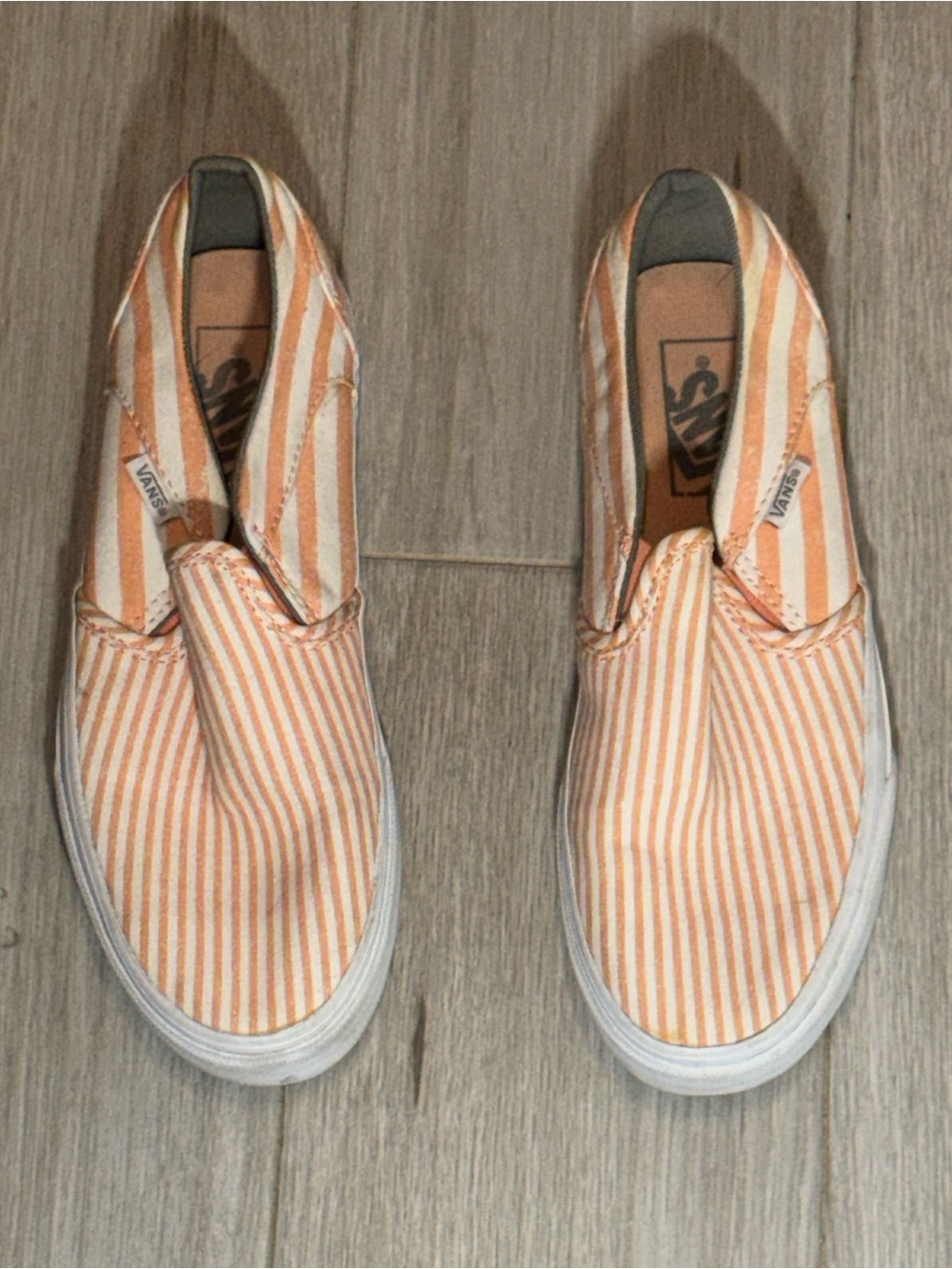 Vans Slip-On Sneakers in Orange & White Stripes - Picture 2 of 8